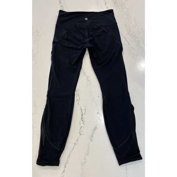 Athleta‎ Black Salutation Cutout Mesh 7/8 Yoga Athletic Leggings Women's S - Picture 3 of 8